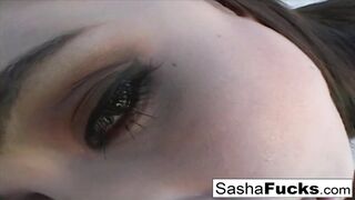 Young anal starlet Sasha plays with toys and cock