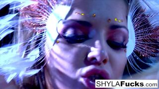 Busty Nikka obeys Shyla Stylez's commands in this erotic girl on girl sex!