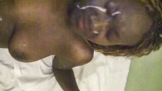 White cumshot on African black facial canvas