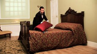 Black babe with huge bombs rides a cock while have her black stockings still on