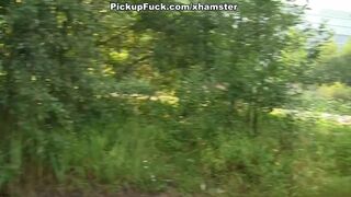 pigtailed girl fucked on the side of all the holes