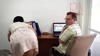 SEXRETARY. Office domination, The boss is fucking the secretary woman Stupid secretary can only fuck but not work