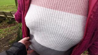 Titslapping at tourist viewpoint