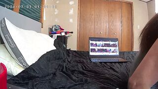 Teen Slut Masturbates to Hardcore Lesbian Porn