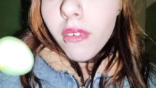 My mistress licked the chupa chups thinking it was a dick