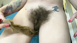 Pantyhose and hairy pussy by amateur girl
