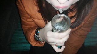 I spat the sperm into a glass and left it