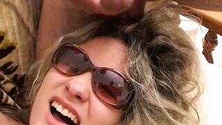 Blonde fucks in amateur threesome two big dicks