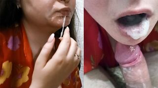 Twice cum on face and in mouth. Deep suck and ate the sperm