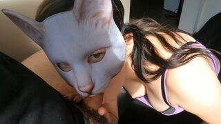 Teasing catwoman pussy and boobs to please her