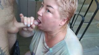 sucking my cock in the entrance