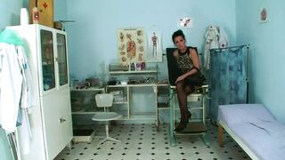 Intense fuck for this brunette slut with natural tits and tight ass in a doctor's office