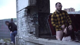 We filmed a blowjob, and this guy cums while peeping!