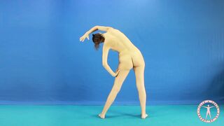 Naked short morning training of Julia V Earth to music