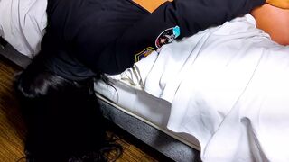 my sexy girlfriend in shorts before going to her gym I fuck her