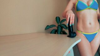 Beauty rides her favorite dildo