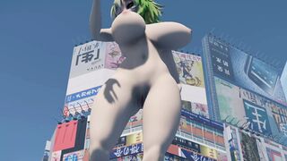 Beauty with huge natural juicy tits and big ass dances naked in the city center