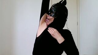 Brazilian Miss in Armpit Fetish as a CatWoman licking