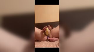 A horny slut masturbates with vibrators - double penetration