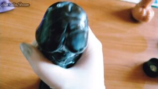 Jerking off my black dildo