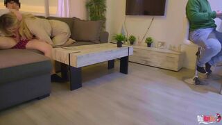 Stepmother Sucks her stepson's dick and gets fucked in the ass behind her husband's back. Cheating Wife