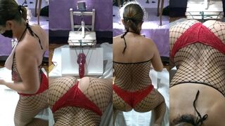 DOGGYSTYLE CLOSE-UP, BODYSUIT AND RED PANTIES EXHIBITIONISM