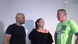 Horny wife wants to try threesome and has sex with her husband and a stranger until extraordinary cumshot