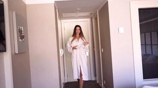 Oiled brunette sucks her boyfriend's big cock - Trailer