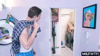 Stepmom rides the washing machine