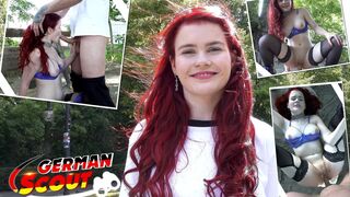 German Scout - Redhead Football Fan Mia May Pickup for Anal Fuck at Viewing