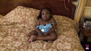 Black Midget with Big Tits and Nipples Gives Super Hot Blowjobs