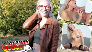 German Scout - Fit Blonde Glasses Girl Vivi Vallentine Pickup and Talk to Casting Fuck