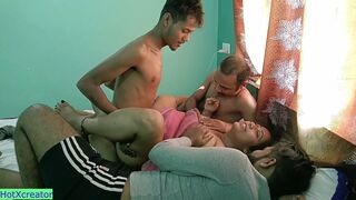 Desi Hot kamwali Bhabhi VS three friends! Let me fuck her first!