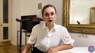 Don't cum on my skirt - Lustful teacher fucks student
