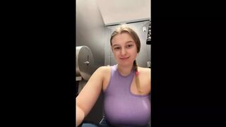 Public masturbate with big dildo and tight pussy