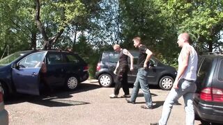 Gangbang club with German whore with small tits and brown