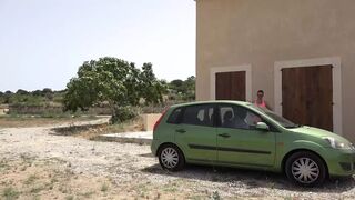 Busty redhead babe from Germany gets pounded outdoors