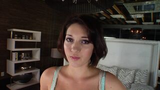 Fucked a cute student in skirt and stockings missionary