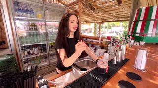 Naughty Bartender Isabella Fucks with Black Customer