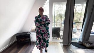 Stripping Whore Shows off Her Curves in Front of the Window Shaking Her as and Jiggling Her Boy She Instructs You to Cum