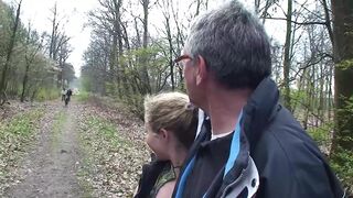 Wild German babe gets banged by two loaded cocks at the same time