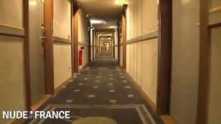 Horny young brunette spreads bright pink pussy