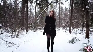 Fucked a Naked Bitch in the Winter Forest and Cummed in Her Mouth - Mollyredwolf