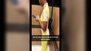 Nerdy Girl Gives Crazy Blown on in the Elevator. She Said She Had a Boyfriend but You Couldnt Tell From the Way She Way She Too