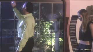 Confident Brunette Seduces a Man and Gets a Load of Cum on Her Face.