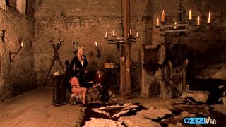 Bossy queen uses her lesbian slaves to get off hard